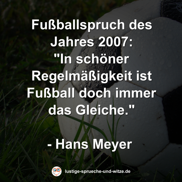 Fußballspruch des Jahres 2007: "In schöner Regelmäßigkeit ist Fußball doch immer das Gleiche."  - Hans Meyer 