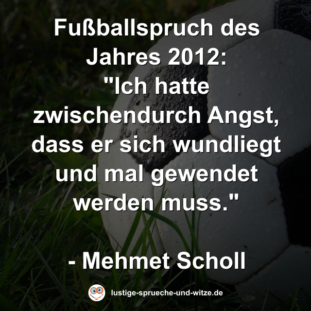 Fußballspruch des Jahres 2012: "Ich hatte zwischendurch Angst, dass er sich wundliegt und mal gewendet werden muss."  - Mehmet Scholl