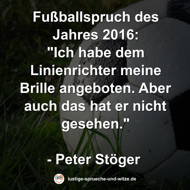 Fußballspruch des Jahres 2016: "Ich habe dem Linienrichter meine Brille angeboten. Aber auch das hat er nicht gesehen."  - Peter Stöger 