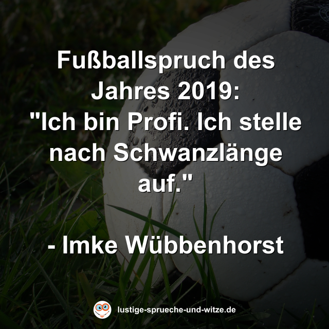 Fußballspruch des Jahres 2019: "Ich bin Profi. Ich stelle nach Schwanzlänge auf." - Imke Wübbenhorst